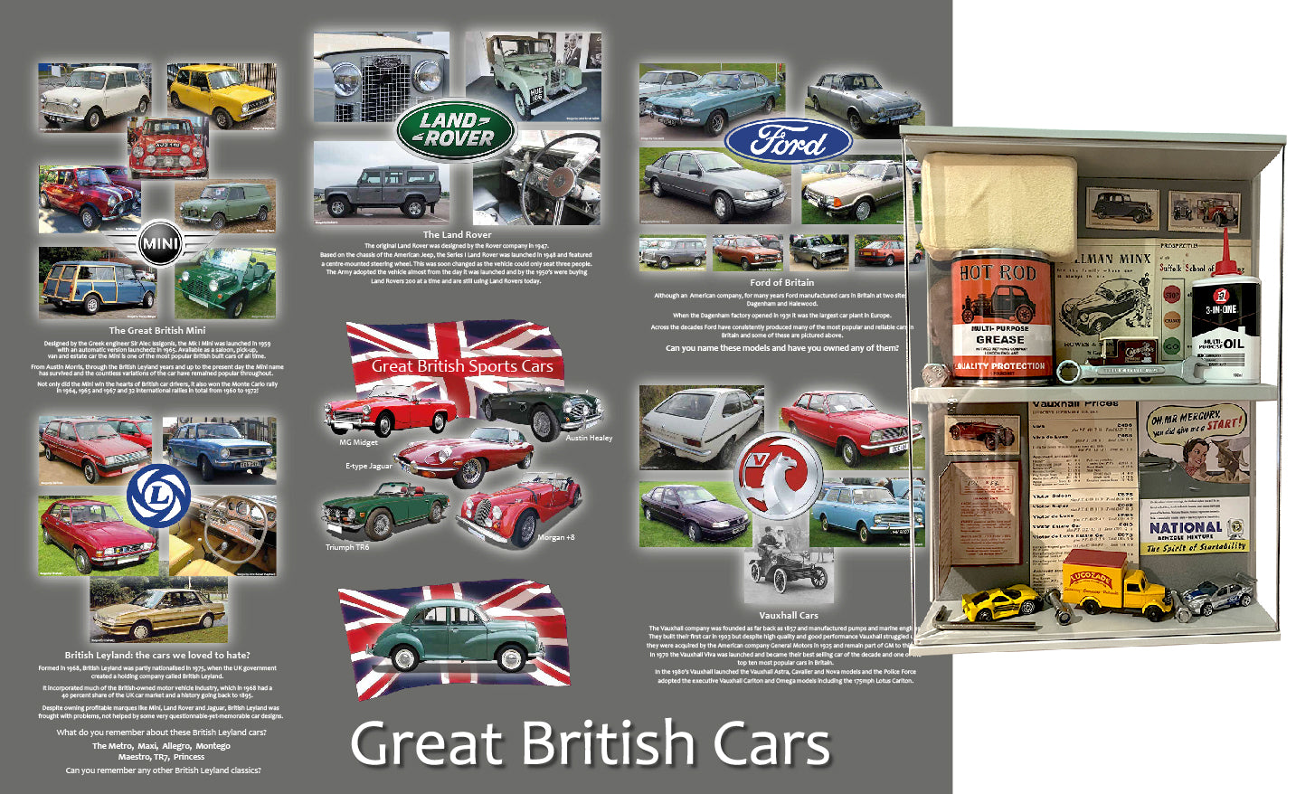 Car themed memory box filled with car related items