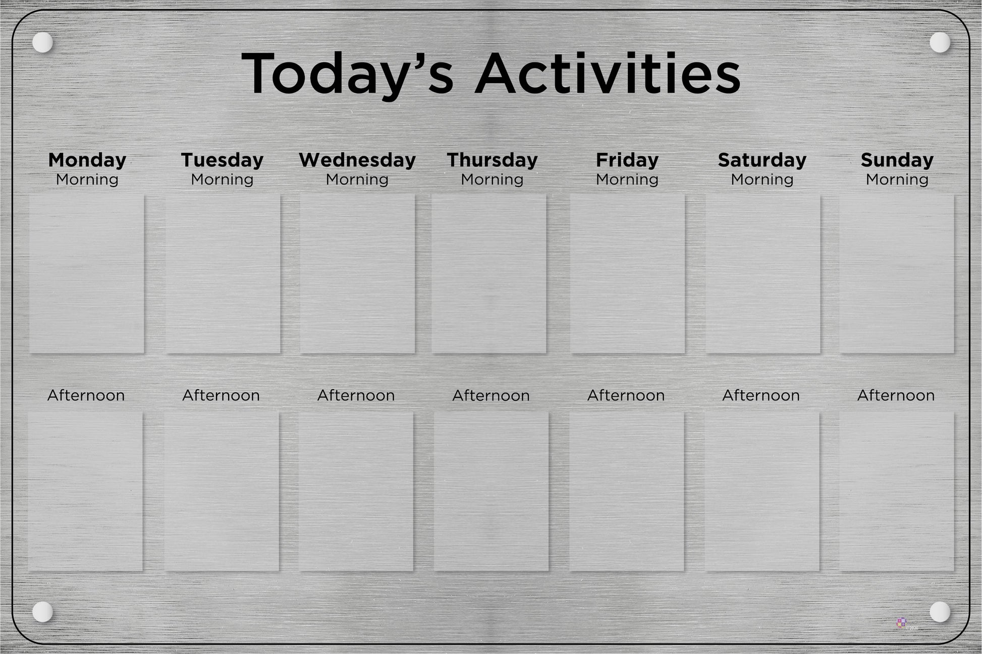 14 pocket Dementia Care Activities Display in Brushed Silver