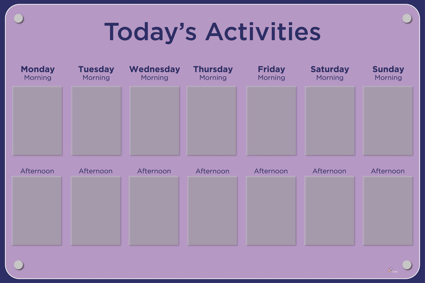 14 pocket Dementia Care Activities Display in Lilac