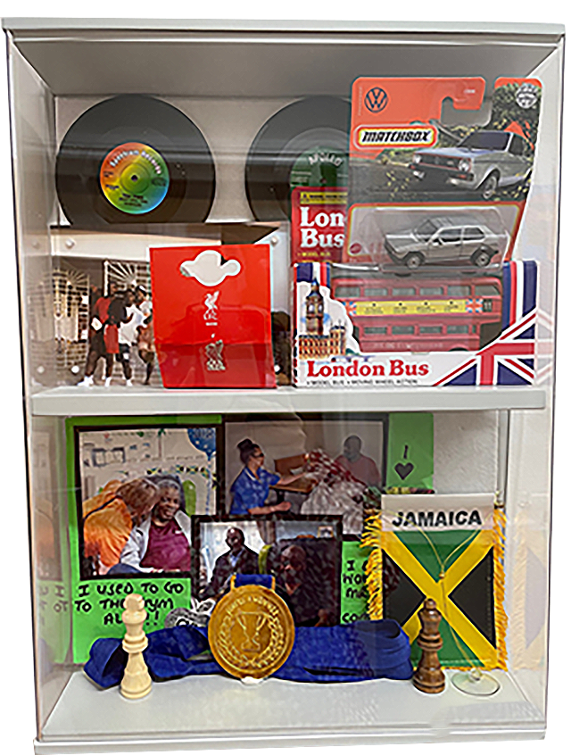 Example of a well filled dementia specific memory box and contents