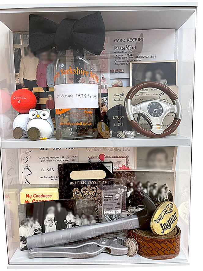 Example of a dementia care memory box filled with artefacts the residents enjoys and finds memorable