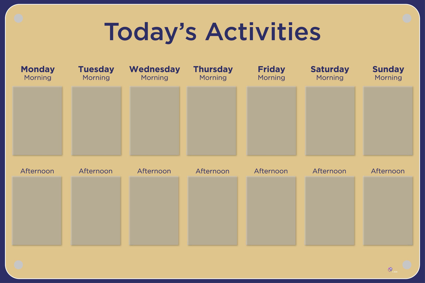 Activities Calendar - Basic 14 pocket design