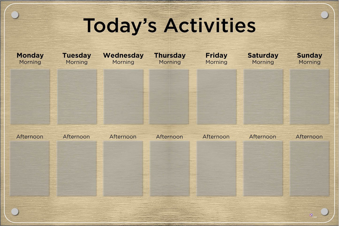 Activities Calendar - Basic 14 pocket design