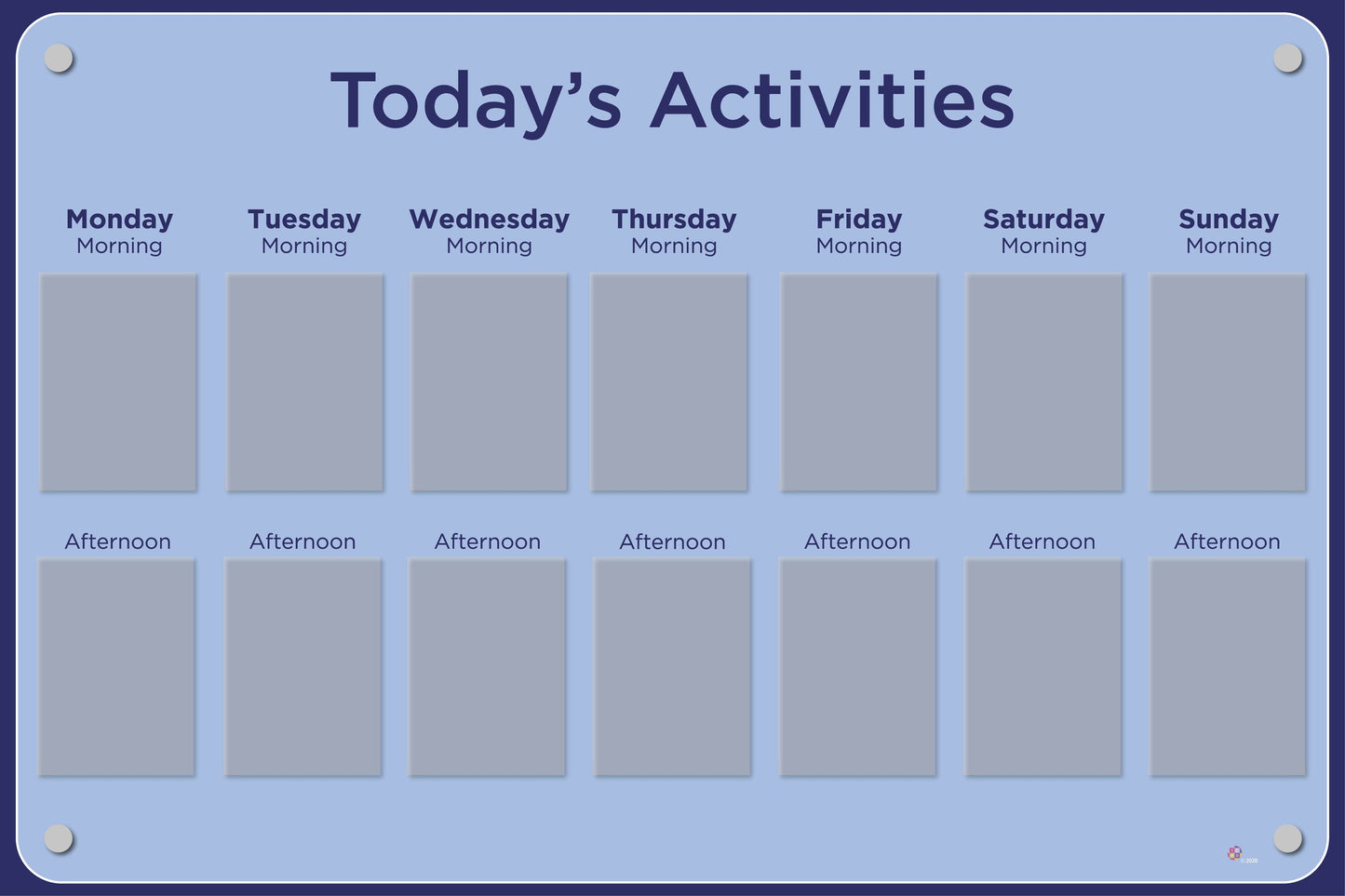 Activities Calendar - Basic 14 pocket design