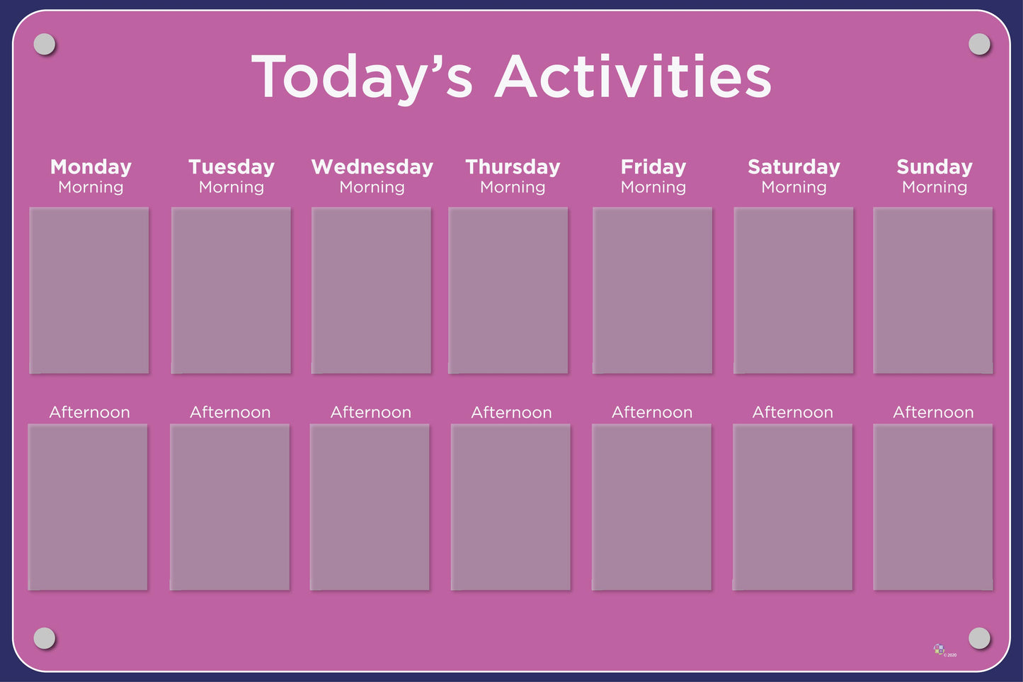 Activities Calendar - Basic 14 pocket design