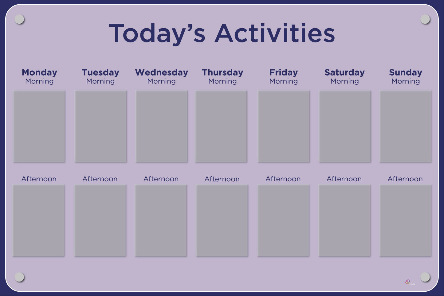 Activities Calendar - Basic 14 pocket design