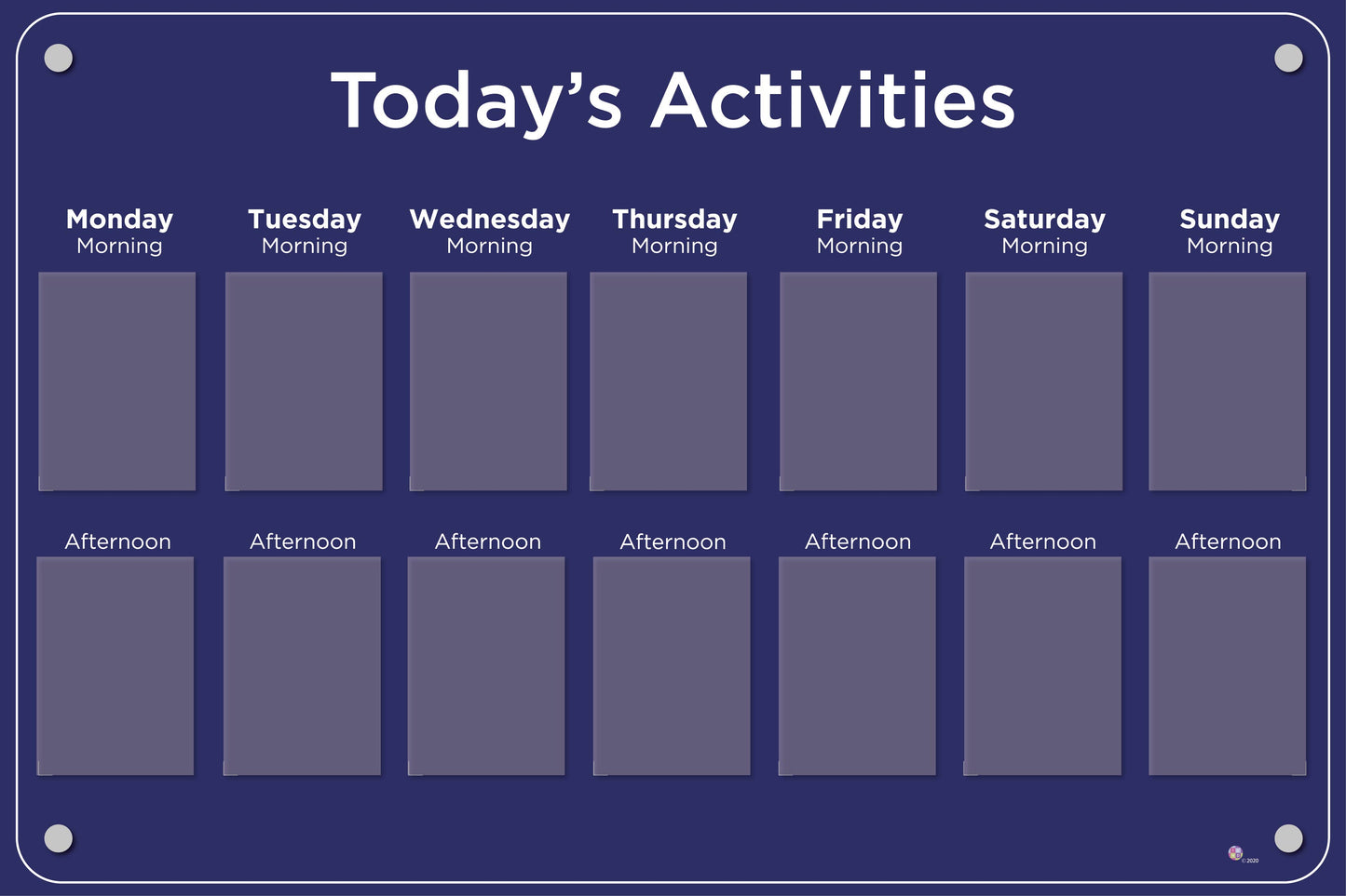 Activities Calendar - Basic 14 pocket design
