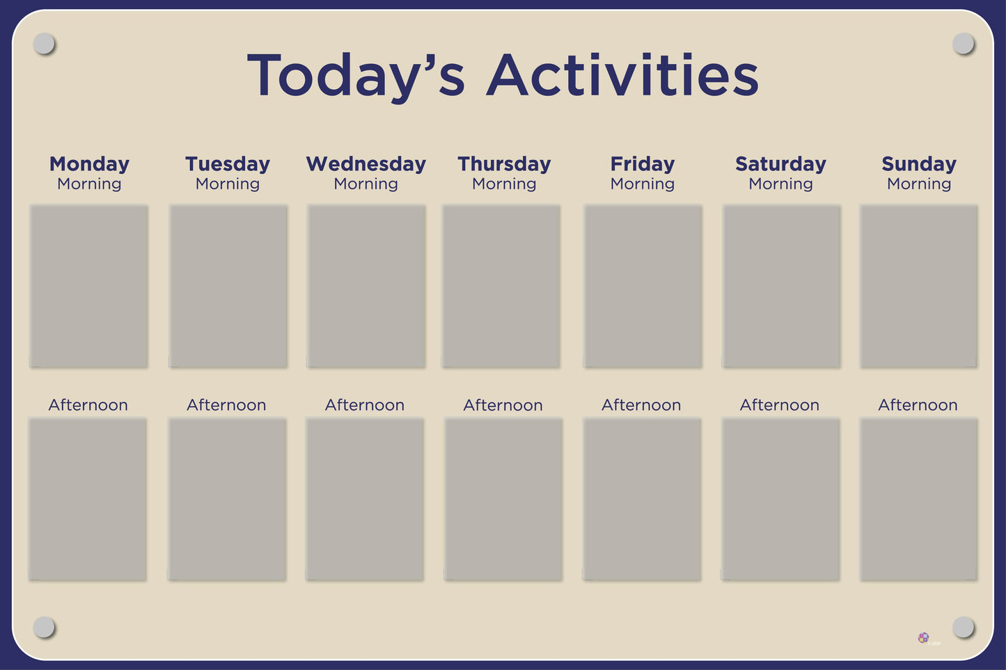 Activities Calendar - Basic 14 pocket design