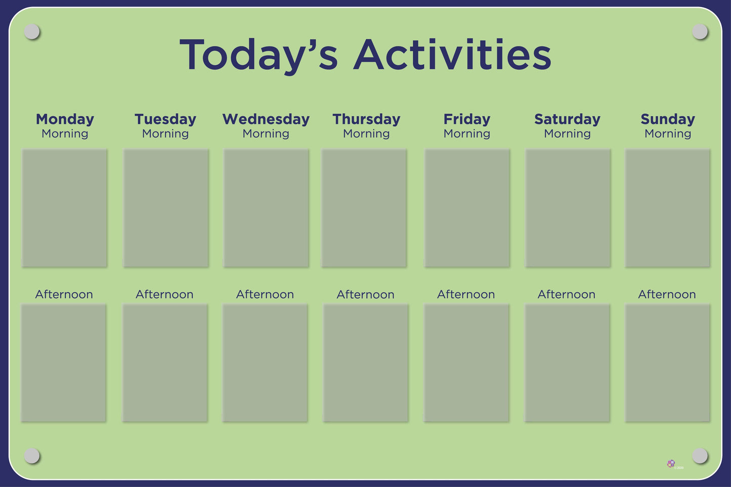Activities Calendar - Basic 14 pocket design