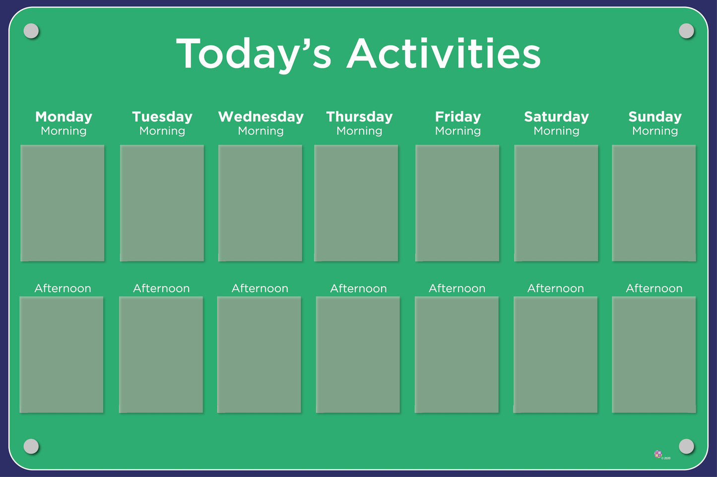 Activities Calendar - Basic 14 pocket design