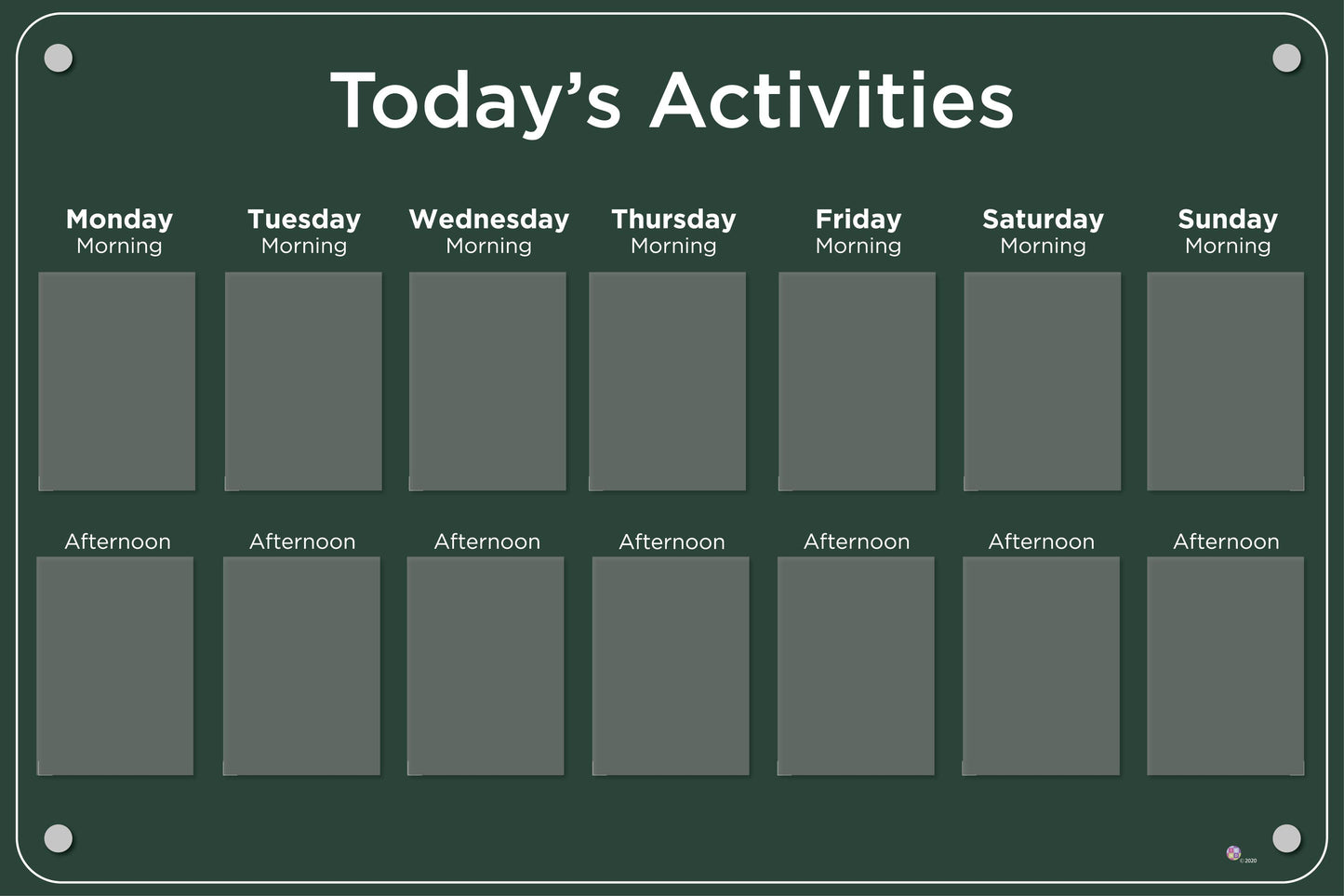 Activities Calendar - Basic 14 pocket design