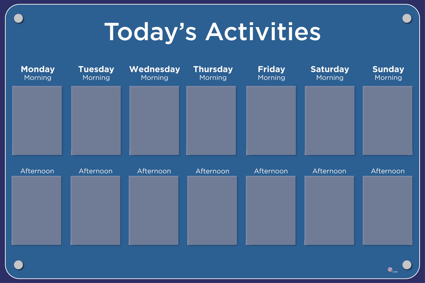 Activities Calendar - Basic 14 pocket design