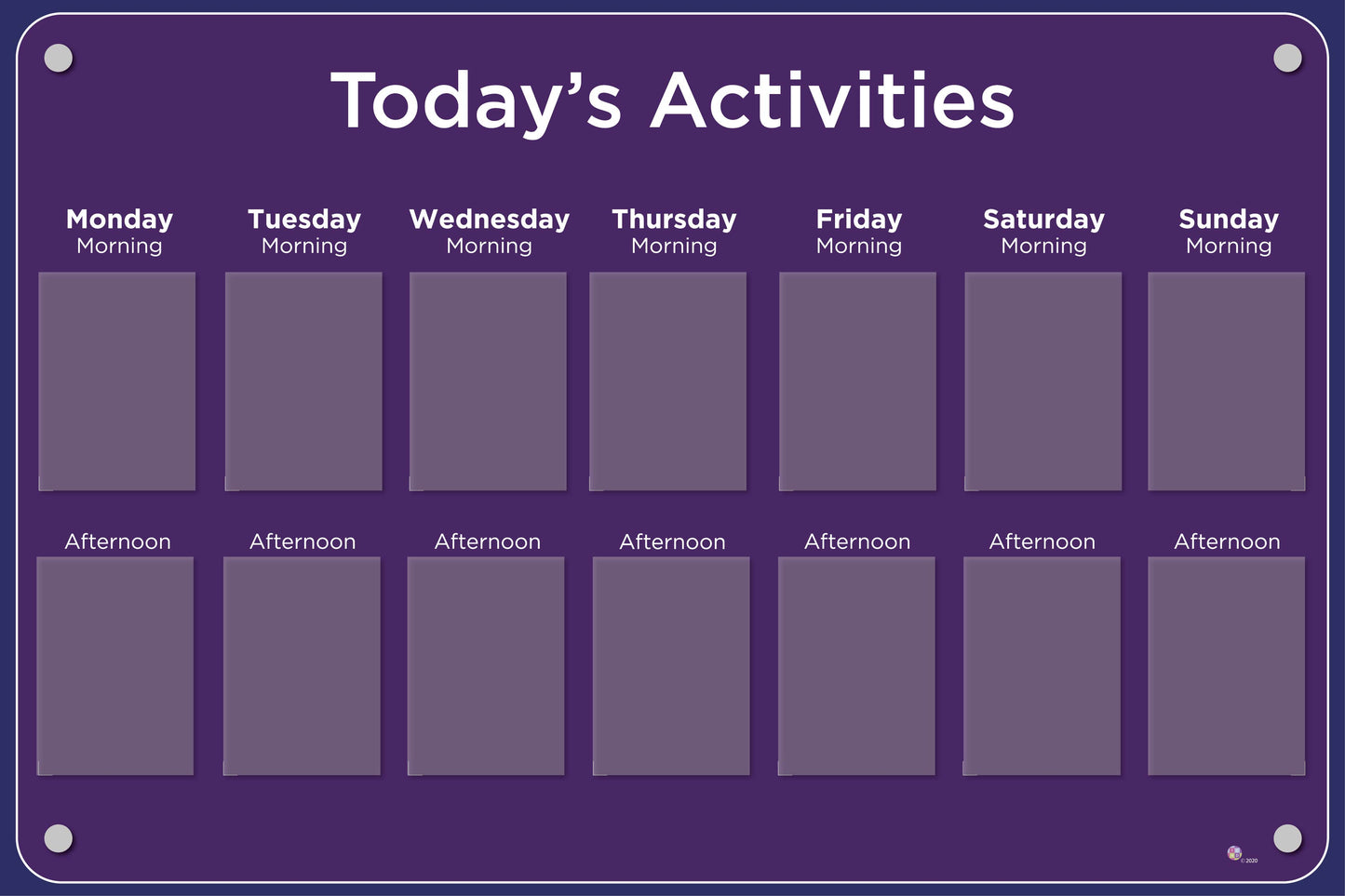 Activities Calendar - Basic 14 pocket design