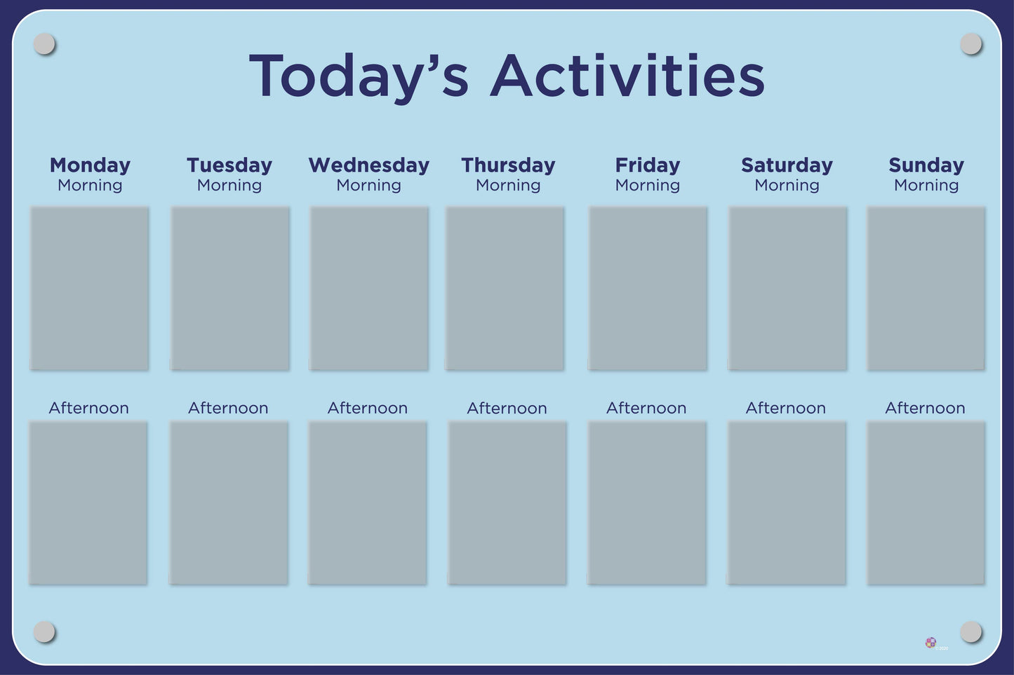 Activities Calendar - Basic 14 pocket design