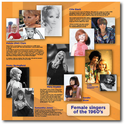 1960's female singers depicted in a dementia friendly display