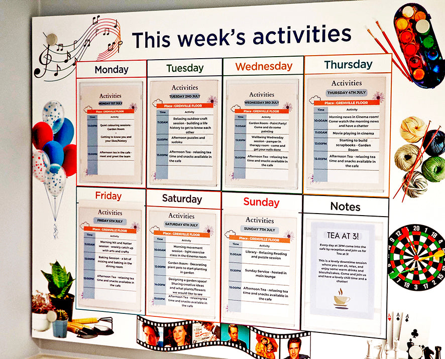 Activities Calendar - standard 8 pocket design