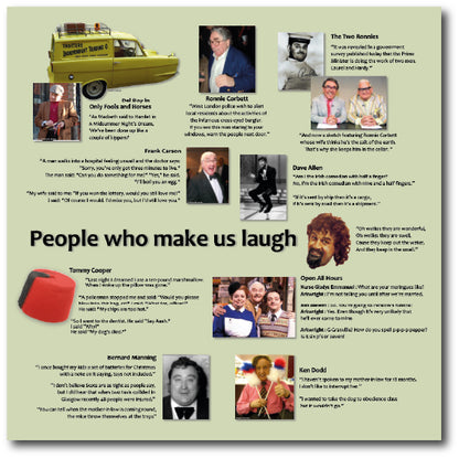 Dementia friendly wall art of best loved comedians and most memorable jokes