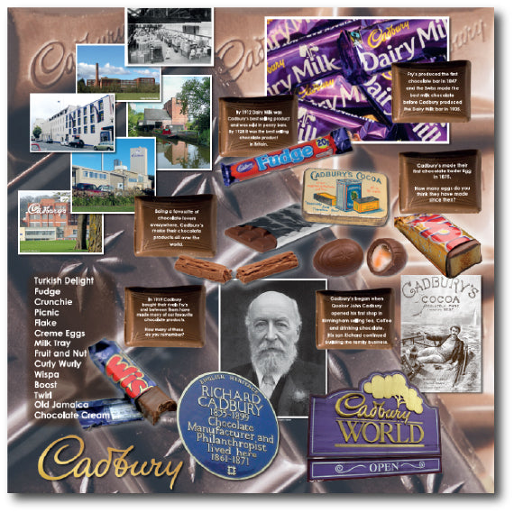 Dementia friendly Cadburys chocolate themed display for reminiscence in dementia care home environments