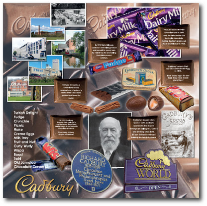 Dementia friendly Cadburys chocolate themed display for reminiscence in dementia care home environments