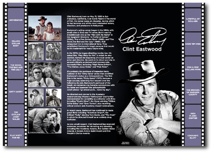 Clint Eastwood themed reminiscence artwork display for the dementia care home environment