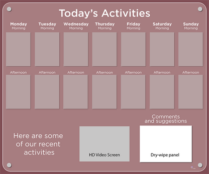 14 pocket Dementia Care Home Activities Display with HD screen in Heather