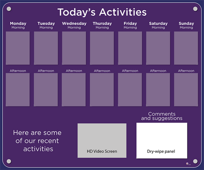 14 pocket Dementia Care Home Activities Display with HD screen in Violet