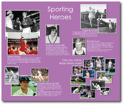 Dementia friendly artwork themed around well know sports people of the 1960's and 70's for residential care homes