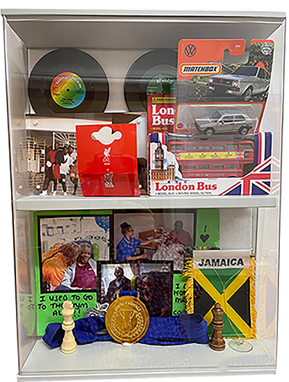 Example of a well filled dementia specific memory box and contents