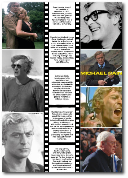 Michael Caine themed reminiscence artwork display for the dementia care home environment