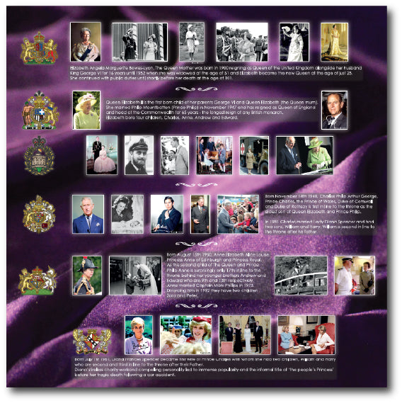 A dementia friendly story board with multiple images of several key members of the British royal family