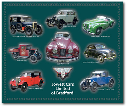 Reminiscence artwork themed around a dementia friendly display on the historic Jowett Car company of Bradford