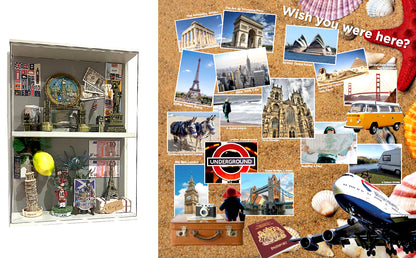 Dementia memory box filled with travel related content to complement Travel themed Destination Point.