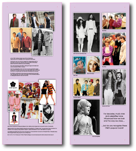 Two reminiscence artwork displays on 1960's fashion 