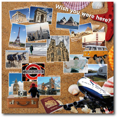 A dementia friendly destination point on the subject of travel with famous landmarks to stimulate memories and reminiscence