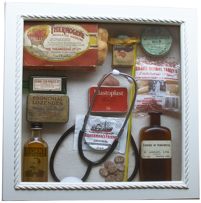 Detailed image of alternative content for the NHS reminiscence display Medical memory box