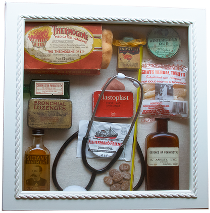 Detailed image of alternative content for the NHS reminiscence display Medical memory box